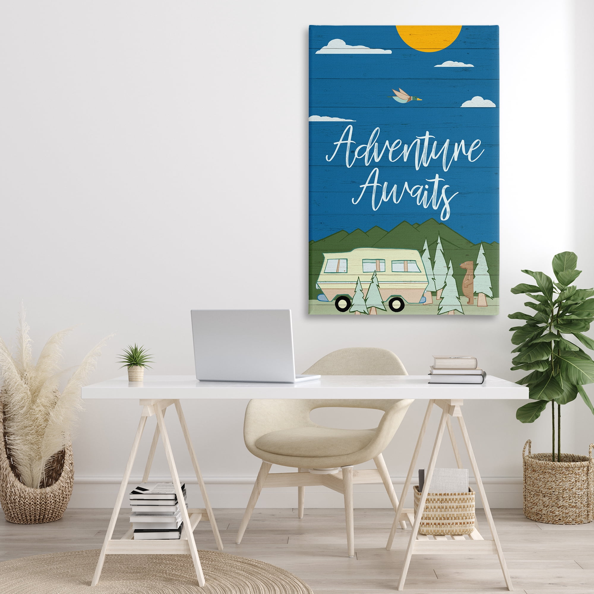 Stupell Industries Adventure Awaits Landscape Landscape Painting Gallery Wrapped Canvas Art Print Wall Art, 30 x 45