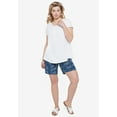 thumbnail image 3 of ellos Women's Plus Size Twisted V-Neck Tee - L, White, 3 of 5