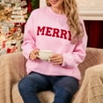 thumbnail image 2 of Merry Christmas Sweatshirts for Women Merry Letter Print Sweatshirts Xmas Holiday Party Shirts Oversized Pullover Sweater Tops, 2 of 7