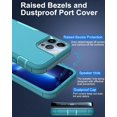 thumbnail image 4 of for iPhone 13 Pro Max Phone Case, with Tempered Glass Screen Protector, Dust-Proof Port Cover, Full Body Non-Slip Rubber Covered, Wear-Resistant & Drop-Proof, Mint/Teal, 4 of 16