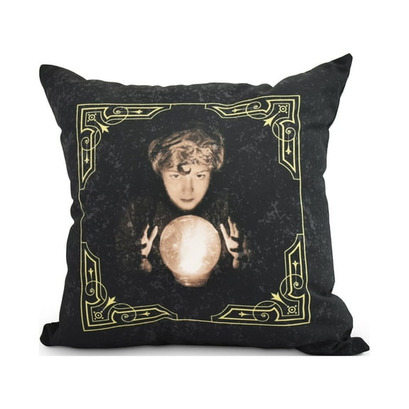 Simply Daisy, 18" x 18"All Seeing Psychic Gold/Yellow Halloween Print Decorative Throw Pillow