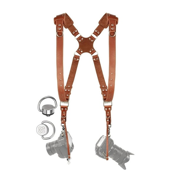 Camera Accessories Dual Harness Two Cameras - Shoulder Leather Strap - Multi Gear Double Camera Accessories DSLR/SLR ProInStyle Strap by Coiro