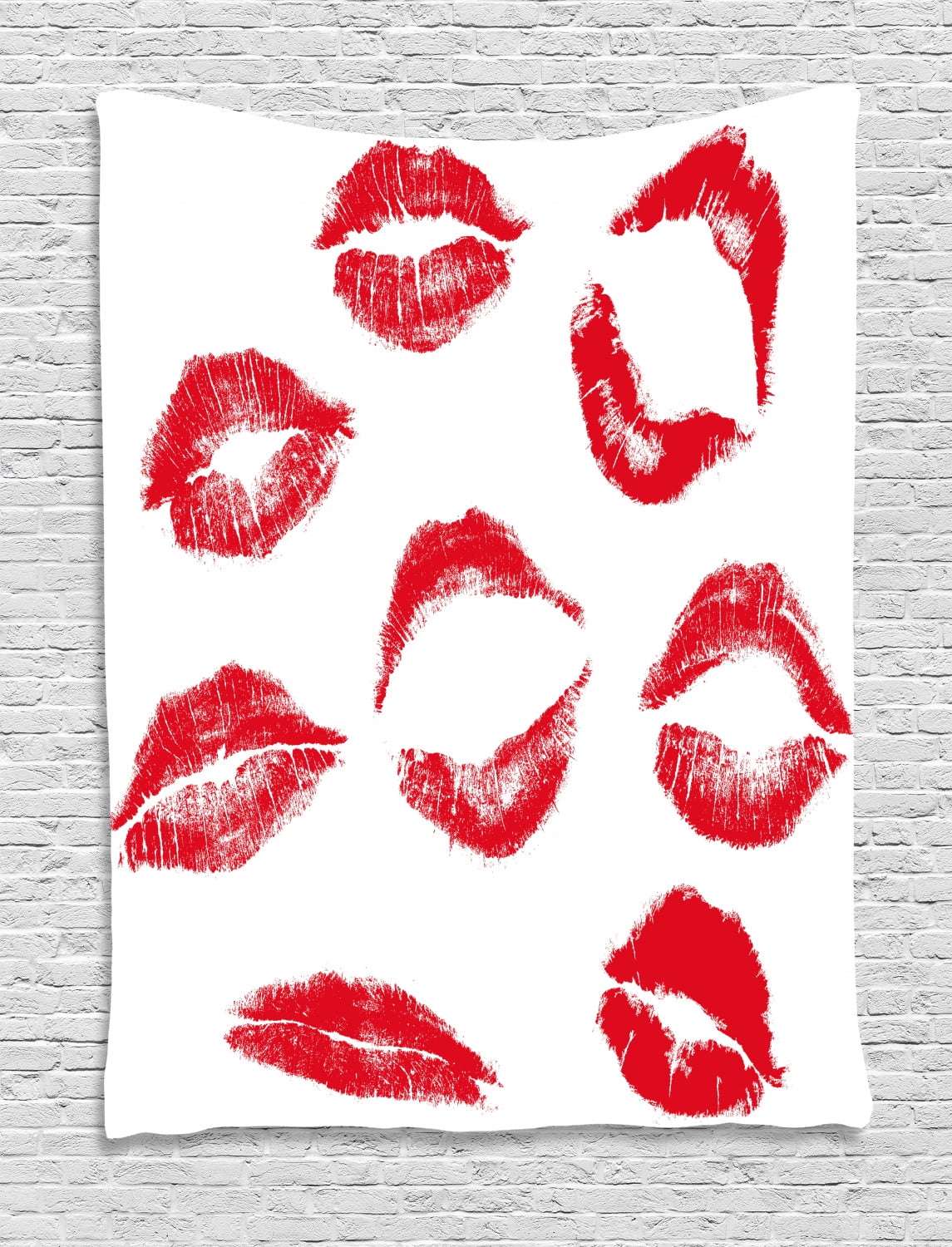 Kiss Tapestry, Various Different Kiss Marks in Red Woman Seduction ...