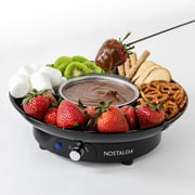 Nostalgia Stainless Steel Fondue Set, 10 oz Electric Fondue Pot with 4 Dipping Forks, Black