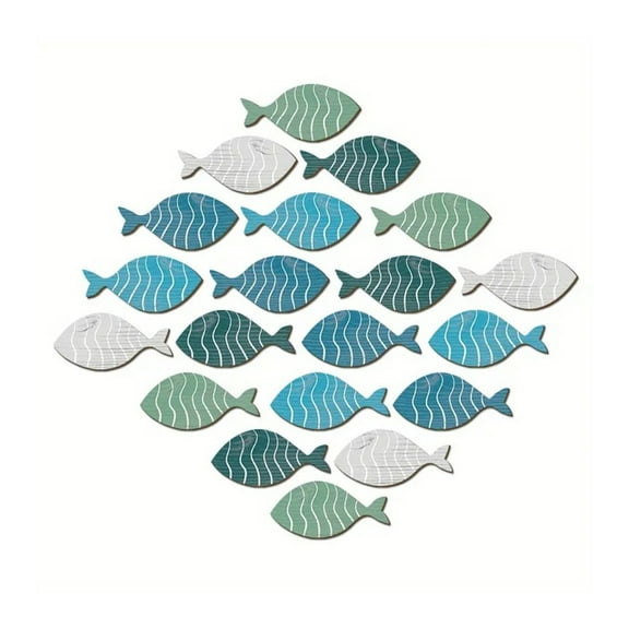 WINDLAND 20Pcs Wooden Fish Sculpture Decorations Coastal Beach Wall Hangings Ornaments