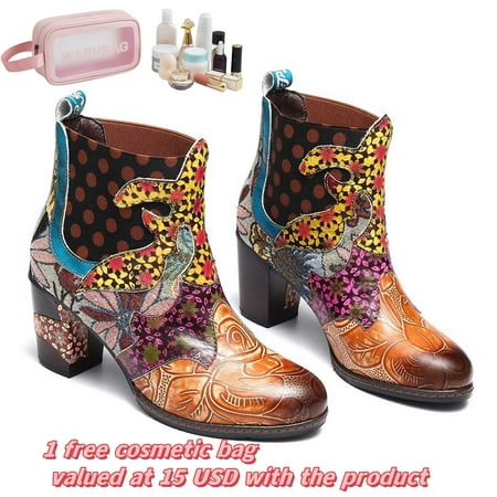Tponi Womens Winter Boots Clearance Shoes Women Boots Boots Round Toe Mid Heel Ankle-High Formal Womens Comfort Boots