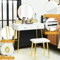thumbnail image 4 of Giantex Ensemble de Coiffeuse avec Miroir Éclairé à 3 Couleurs à Intensité Réglable, Table de Maquillage pour Femmes et Filles, Blanc, 4 of 8