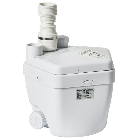 VEVOR Utility Sink Pump, 1/3 HP, 120-Volt, 1750 GPH Flow, 18 ft Head, Under-Sink Sump Pump System with Copper Wire Motor, Heavy-Duty Utility/Laundry Sink Pump, Drain Pump with 1-1/2" Outlet, White