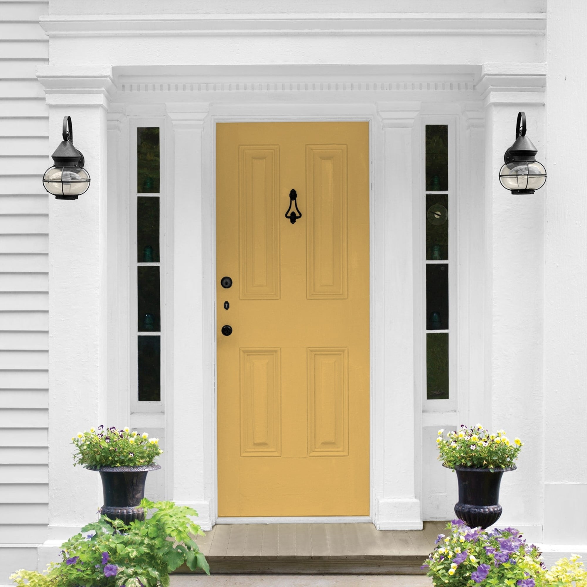 Glidden One Coat Butterscotch Bliss / Yellow Semi-Gloss Exterior Paint with Primer, 1 Gallon