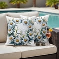 thumbnail image 5 of Spring White Daisy Wreath Pillow Covers 2 Pack Country Watercolor Floral Green Leaf Pillowcase Waterproof Outdoor Throw Pillow Cover for Patio Garden Square Cushion 20”x20”, 5 of 9