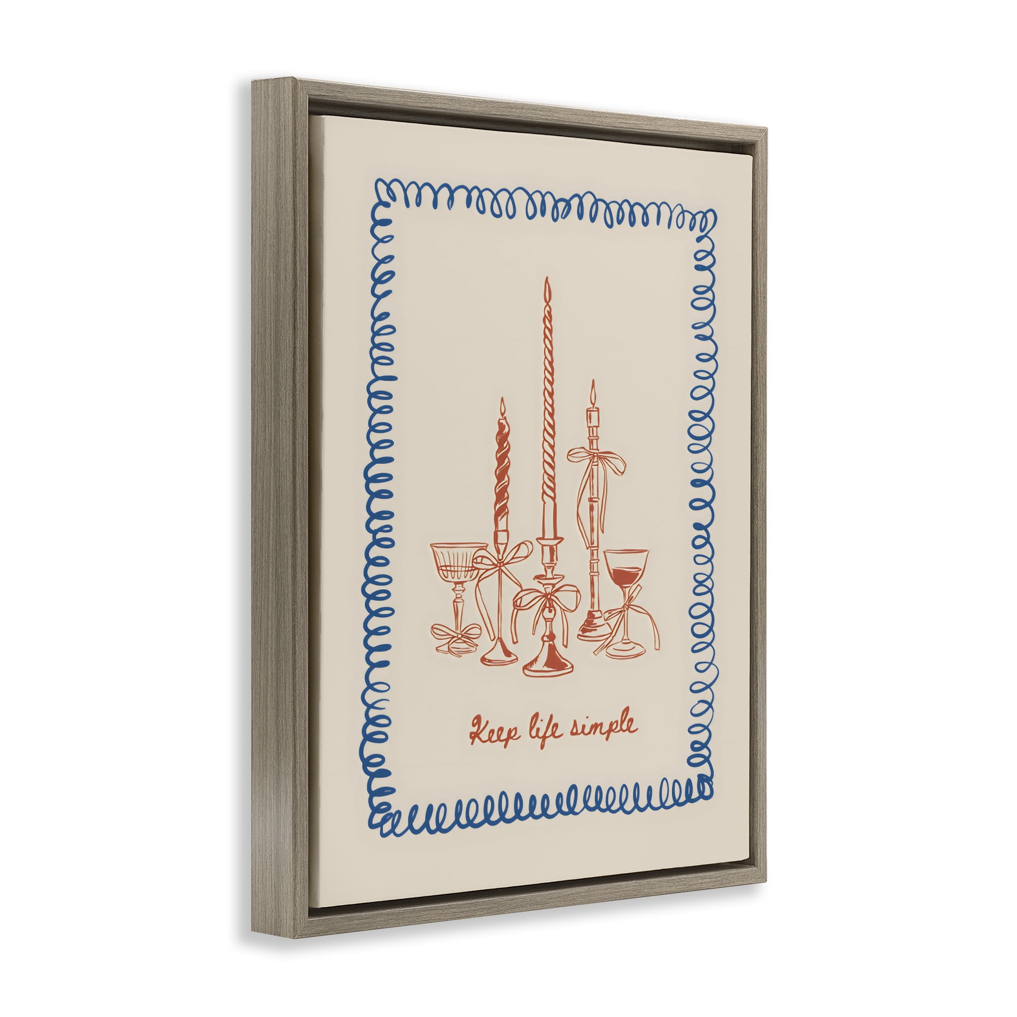 Stupell Industries Keep Life Simple Candles Brown Framed Floater Canvas Wall Art, design by The Prints Vibe