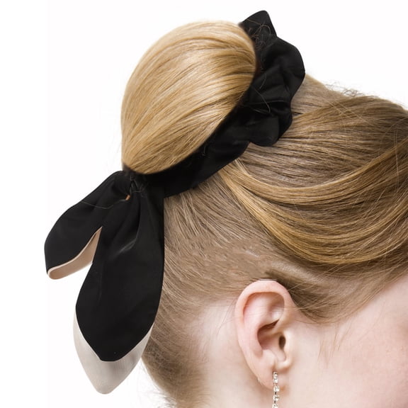 AURARMLET Elastic Bow Hair Ties with Ribbon Decoration for Stylish Ponytails Black Color