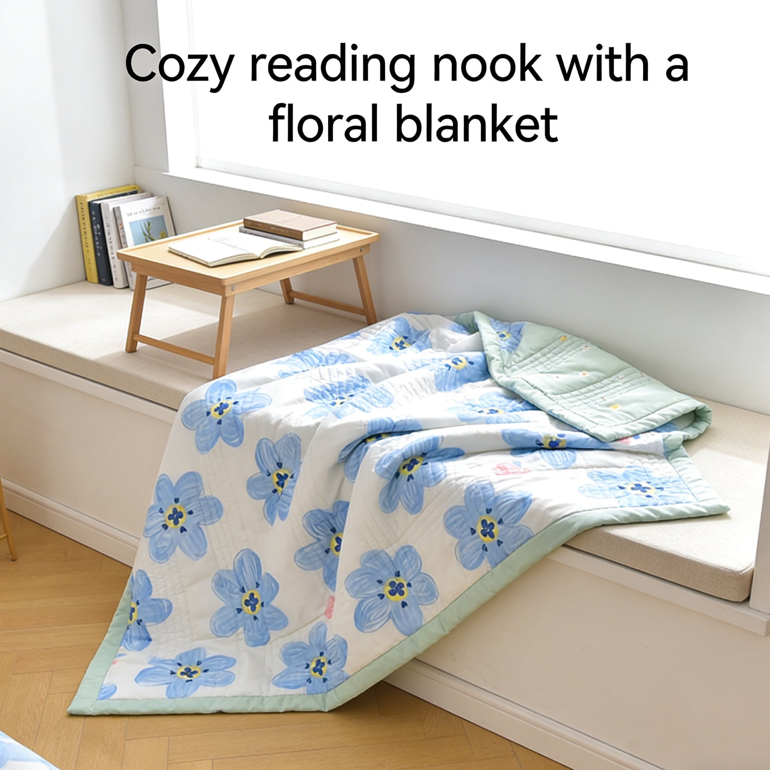 Oaskys Cartoon Flower Pattern Thin Quilt – Breathable Lightweight quilt with Cute Floral Design, Double-sided blanket for Girls, Toddlers & Teen