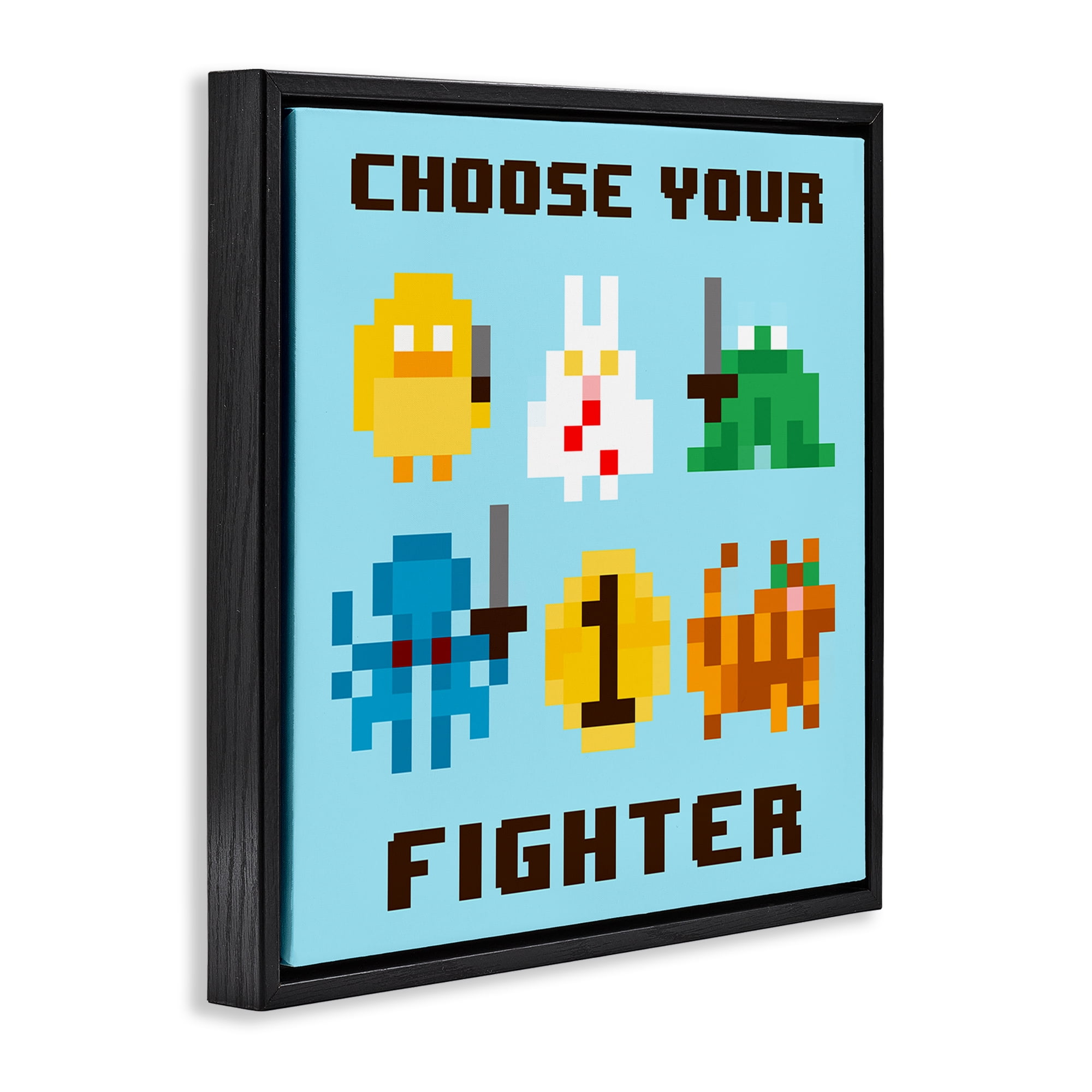 Stupell Industries Choose Your Fighter Entertainment Painting Black Floater Framed Canvas Art Print Wall Art, 18 x 18