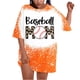 thumbnail image 1 of Fiudx Tops para Mujer Camiseta Larga de Manga Corta con Cuello Redondo y Estampado Informal de Béisbol para Mujer, 1 of 5