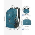 thumbnail image 3 of WATERFLY Unisex 20L Small Foldable Packable Travel Hiking Backpacks Daypack,Teal Blue, 3 of 9