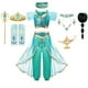 thumbnail image 2 of Disfraz de jazmín para niñas, vestido de Aladino, la lámpara mágica, princesa de Disney, fiesta de cumpleaños, Halloween, Cosplay, ropa para niños, peluca, corona, Set7-8T Gao Jinjia LED, 2 of 2