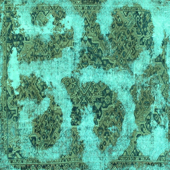 Ahgly Company Indoor Square Abstract Turquoise Blue Modern Area Rugs, 8' Square