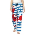 thumbnail image 1 of Fotbe Red Funny Crab on Blue Stripe Pantalones de Pijama para Mujer, Pantalones de Dormir, Pantalones Pj con Cordón y Bolsillos-3X-Large, 1 of 6