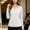 *White, variant on ClodeEU Women's Lapel V Neck Long Sleeve Top,Solid Color Casual Slim Fit Pullover Shirt Black,Women's Plus L