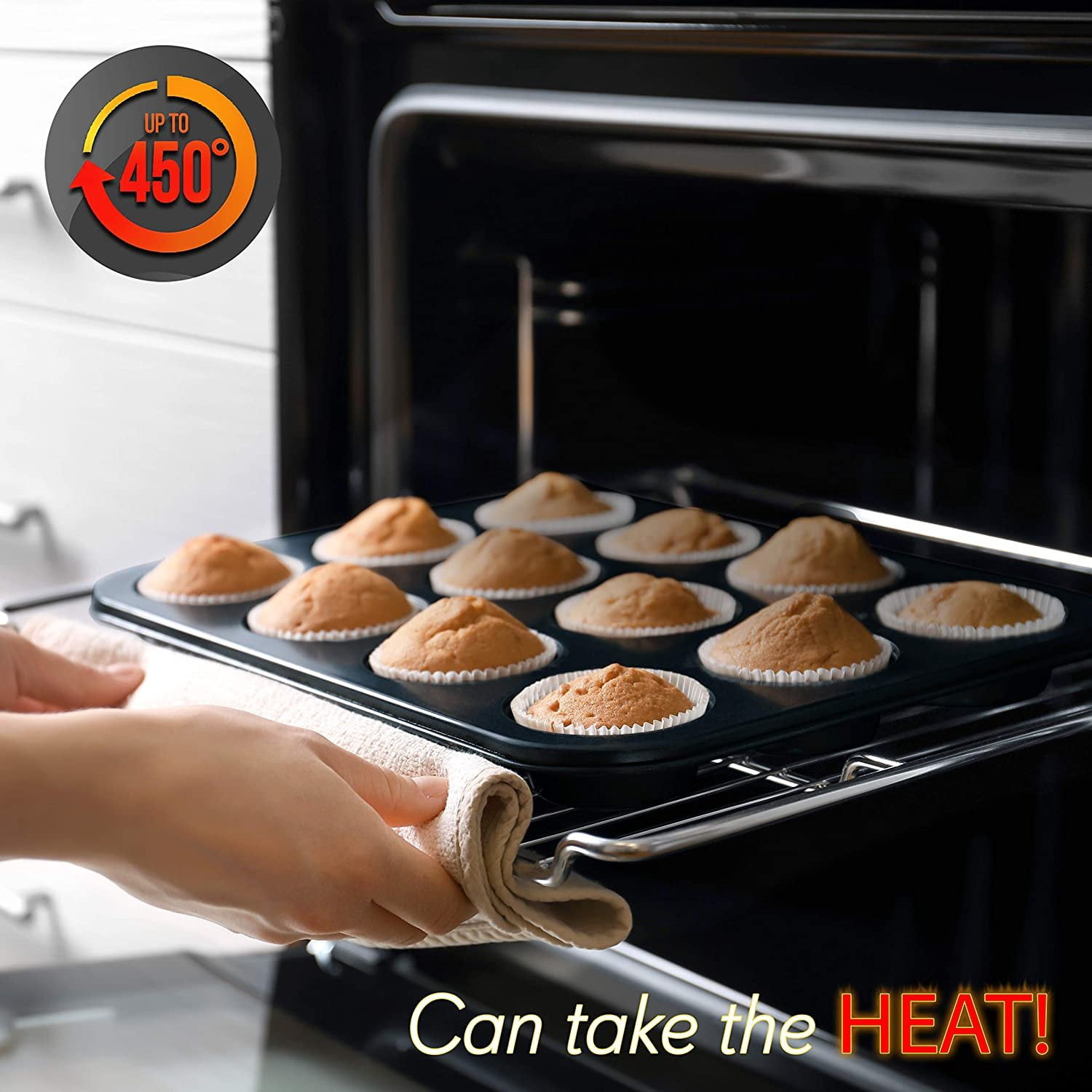 NutriChef Kitchen Oven Baking Pans Carbon Steel W/ Non-stick Black Coating Inside & Outside