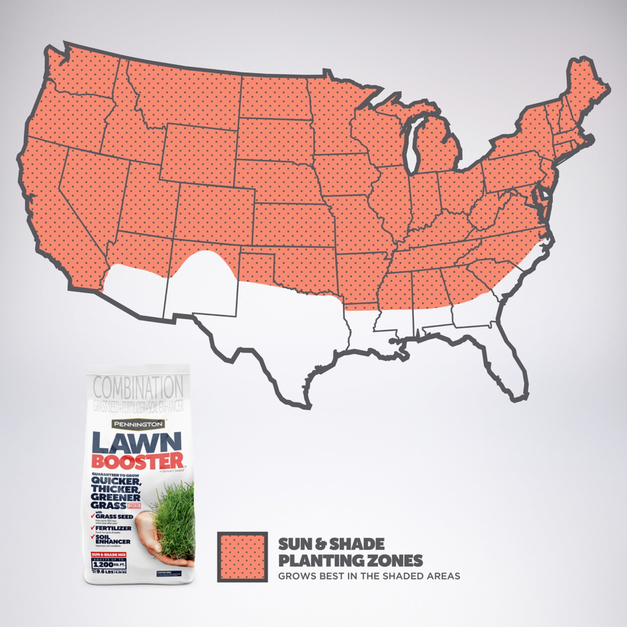 Pennington Lawn Booster Sun & Shade Grass Seed Mix, for Sun to Partial Shade, 9.6 lb. 1 Bag