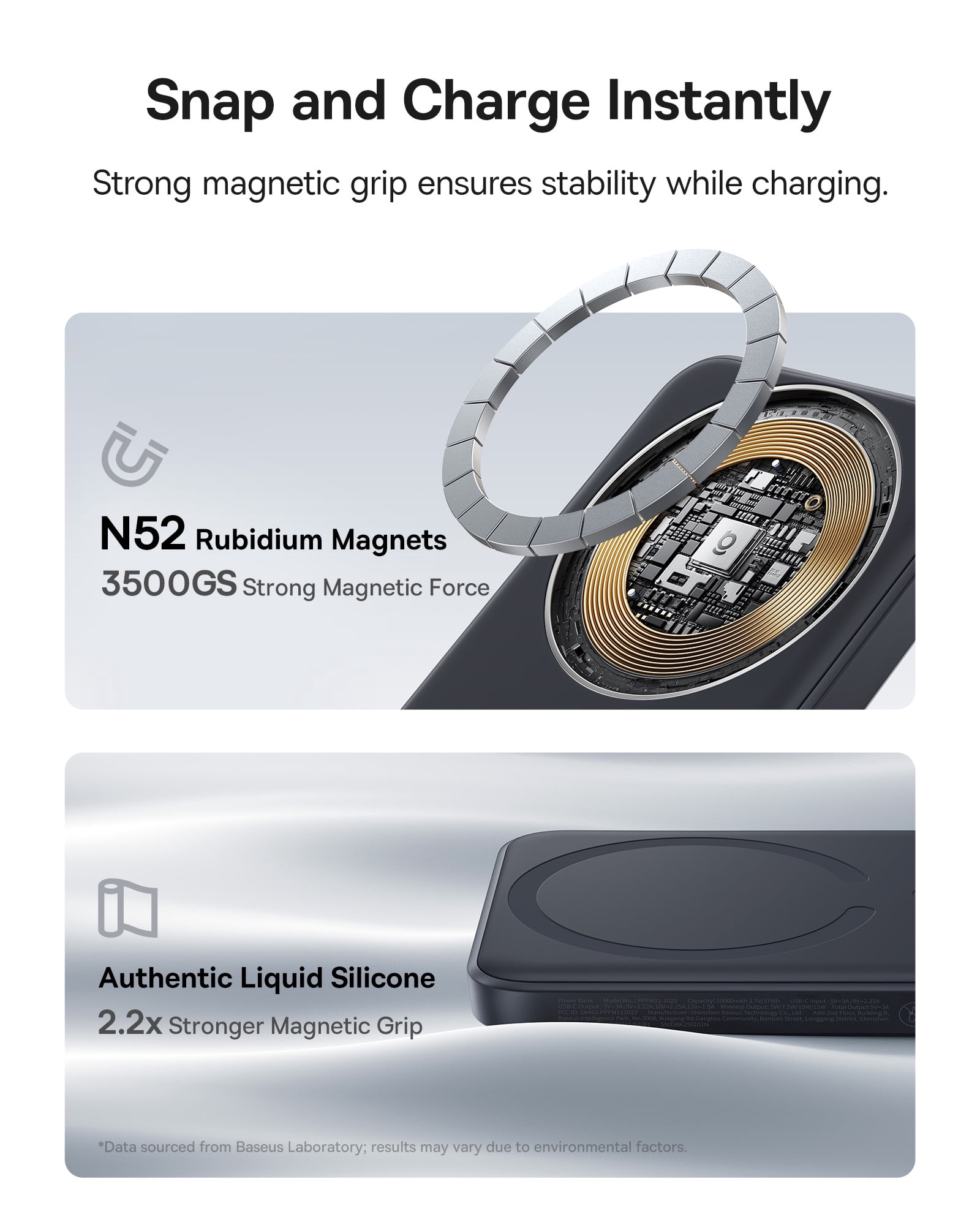 Baseus Wireless Power Bank 10000mAh Magnetic Portable Charger 22.5W MagSafe Charger, Black