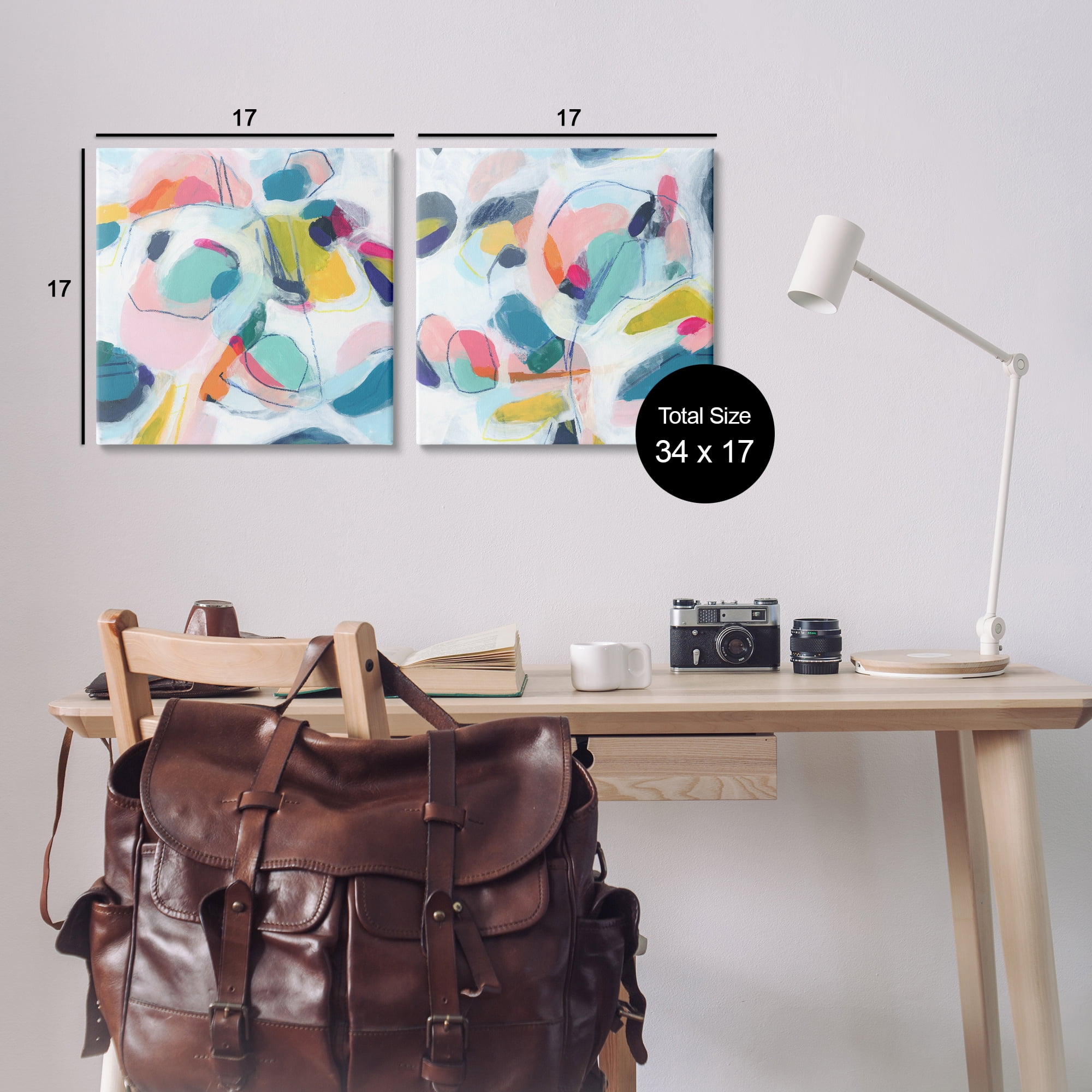 Stupell Industries Eye-catching Abstract Pastels Abstract Painting Wrapped Canvas Art Print Wall Art, 17 x 17, Set of 2
