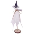 thumbnail image 2 of WHEANG Halloween Decorations Shelf Sitters – Set Of 3 Wooden Halloween Decor With Witch Hats – Fabric Figures With Design – Table Decor For Tray Mantel Part, 2 of 5