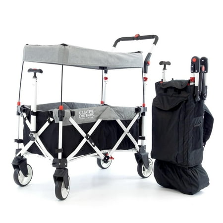 Creative Outdoor Stroller Wagon with Canopy, 150 lbs Capacity, Grey