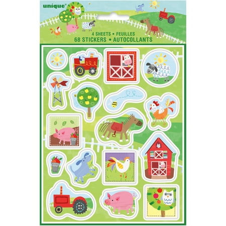 Barnyard Farm Party Sticker Sheets, 4ct