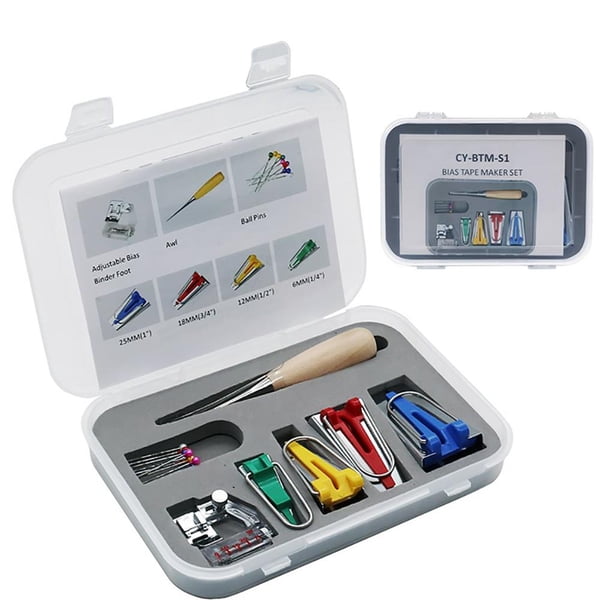 Yuarrent Juego de herramientas para hacer cinta al bies de tela multifuncional, 6mm, 12mm, 18mm, 25mm, costura de tela, acolchado, encuadernación al bies De coser Yuarrent HA015190-00