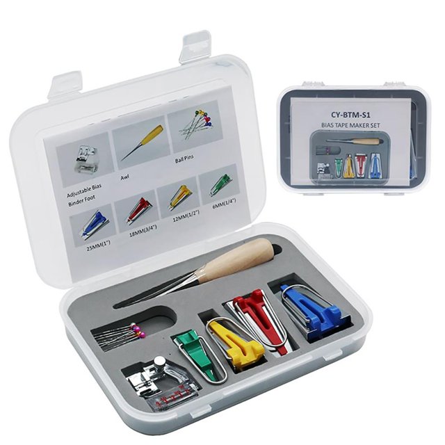Matsuzay Juego de herramientas para hacer cinta al bies de tela multifuncional, 6mm, 12mm, 18mm, 25mm, costura de tela, acolchado, encuadernación al bies De coser Matsuzay HA015190-00