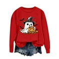 thumbnail image 2 of Jsaierl Women's Halloween Sweatshirts Plus Size Pumpkin Ghost Graphic Sweatshirt Classic Crewneck T-shirt Long Sleeve Tunic Pullover Tops Halloween Party Supplies, 2 of 4