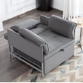 thumbnail image 3 of BSHTI 34.3” Convertible Pull-out Sleeper Chair,Metal Frame,Reclined at 3 Angles Backrest,Movable Arm Cushion,Perfect for Small Spaces,Gray Velvet, 3 of 12