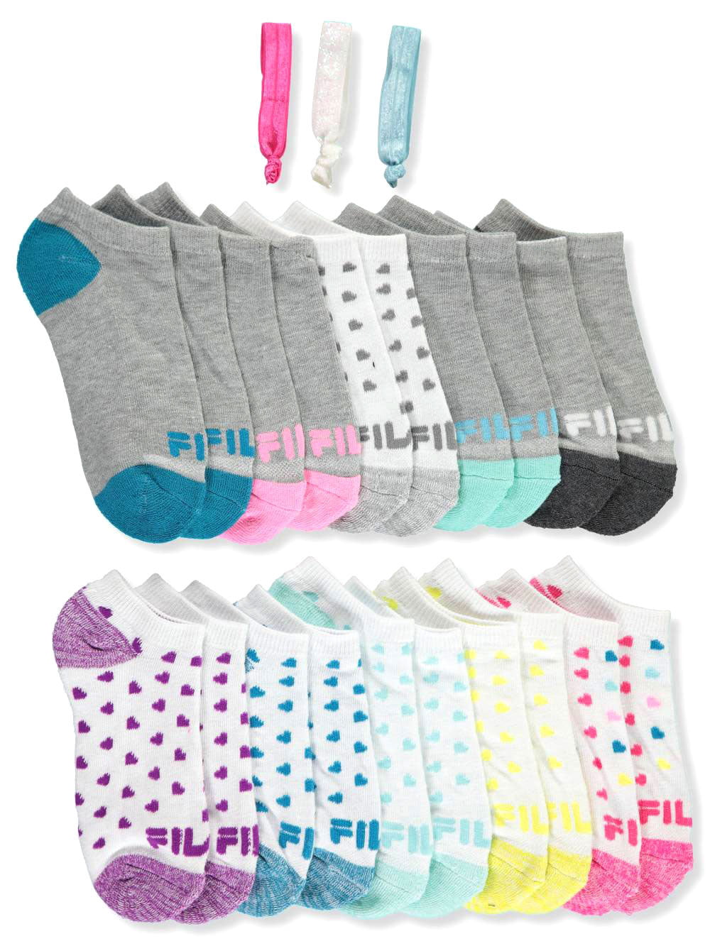 FILA - Fila Girls' 10-Pack Ankle Socks 