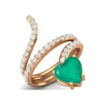 thumbnail image 2 of 7MM Heart Shape Wrap Bypass Ring Natural Green Onyx 925 Silver Rose Vermeil Women Valentines Day Gifts Rings, 2 of 4