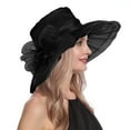 thumbnail image 2 of Mifelio Ken/tucky Derby Hats for Women, Women's Vintage Mesh Hat Floral Shade Holiday Brim Top Hat Fascinators Hats for Women Black, 2 of 7