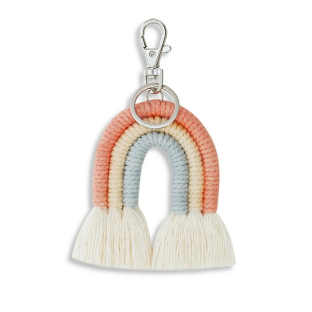 Weaving Keychains Jewelry Adornment Fashion Accessory Key Pendant Keyholder Ornament Colorful DIY Bag Charm Orange