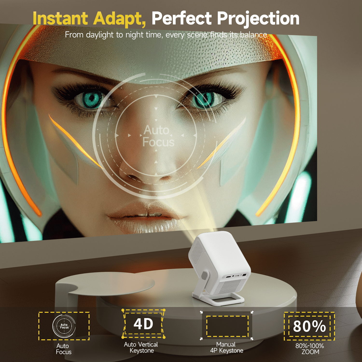 [Auto Focus & 1080P Native] Magcubic 8K&4K Full HD Mini Projector With WiFi 6 & BT 5.4, 420 ANSI Lumens Brightness, Built-in APPs Auto Keystone for Outdoor & Home Theater Portable Projector HY310X