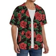 thumbnail image 2 of PAYOHTO Beautiful Vintage Roses Floral Mens Hawaiian Casual Short-sleeved Shirt Tropical Summer Beach Button Down Shirts, 2 of 7