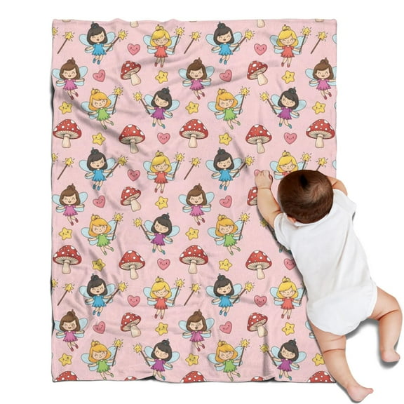 Magic Fairy Princess Pattern Blanket,Comfortable Soft Flannel Throw Blanket,All Season,Warm Lightweight Blankets for Sofa Bed Couch Living Room Chair,30"x40"