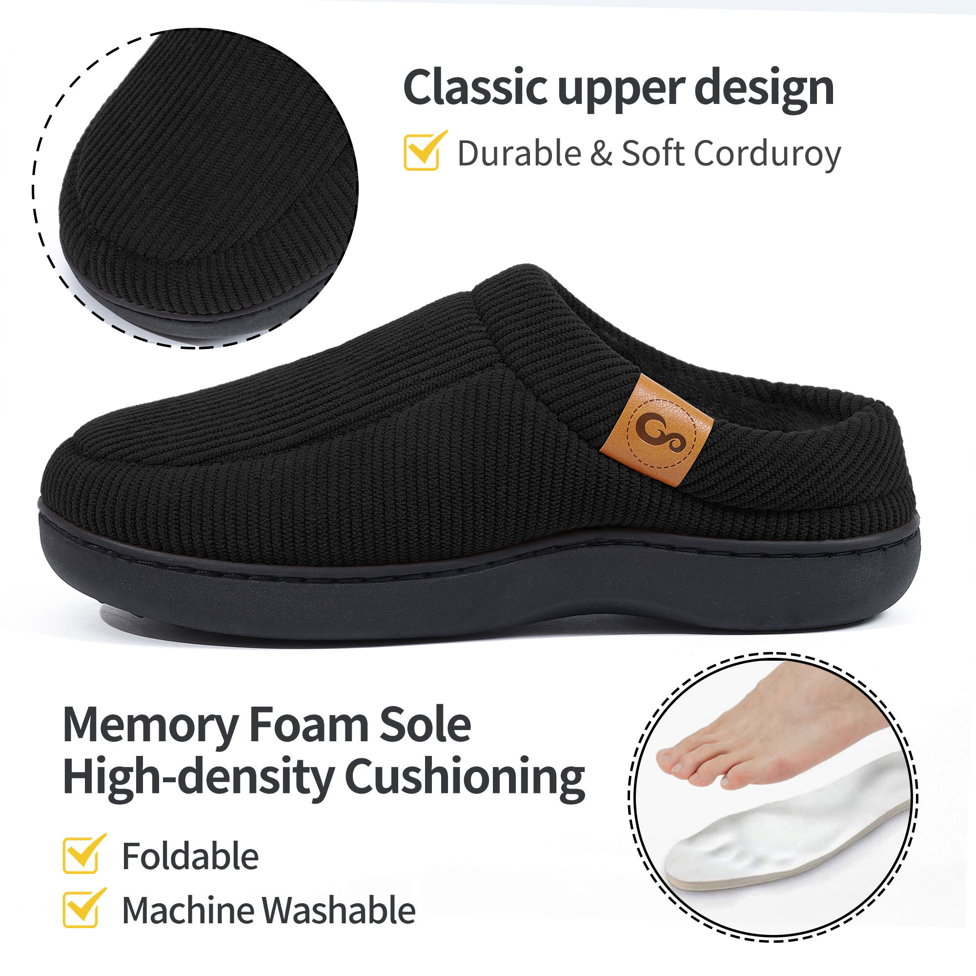 Ecetana Men's Moccasin Slippers with Memory Foam photo 4