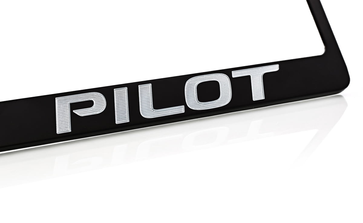 Honda Pilot Black Powder Coated Zinc Metal License Plate Frame Holder Bottom Engraved 2 Hole