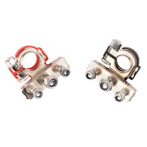 2Pcs Car Battery Terminal Connector Top Post 3 Way Positive Negative Heavy Duty