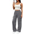 thumbnail image 3 of Womens Sweatpants Wide Leg Cargo Barrel Baggy Pants Joggers Clothes Work Travel Outfits White XL, 3 of 4