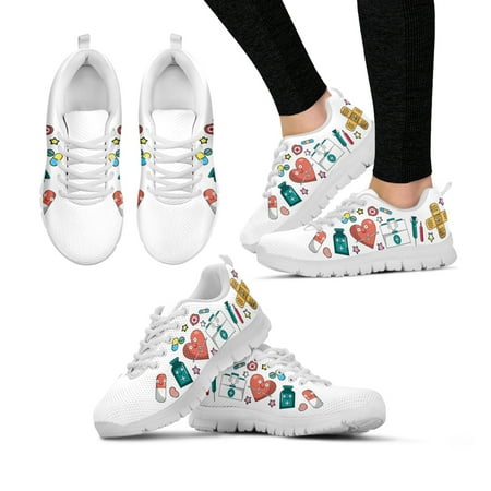 

Trendy White First Aid Medical Supplies Printed Lightweight Platform Shoes Comfortable Summer Breathable Shoes