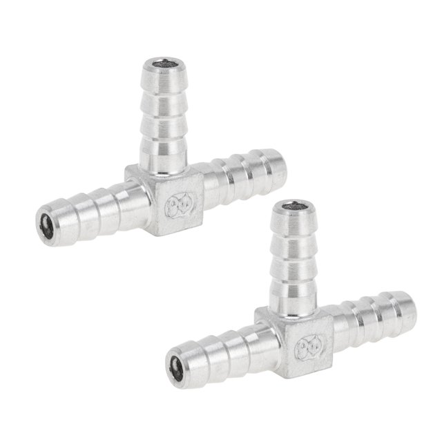 Accesorios para manguera de acero inoxidable 304 Unique Bargains, conector en T de 3 vías de 5/16" para aire, agua, aceite, gas, combustible, 2 piezas tono plateado
