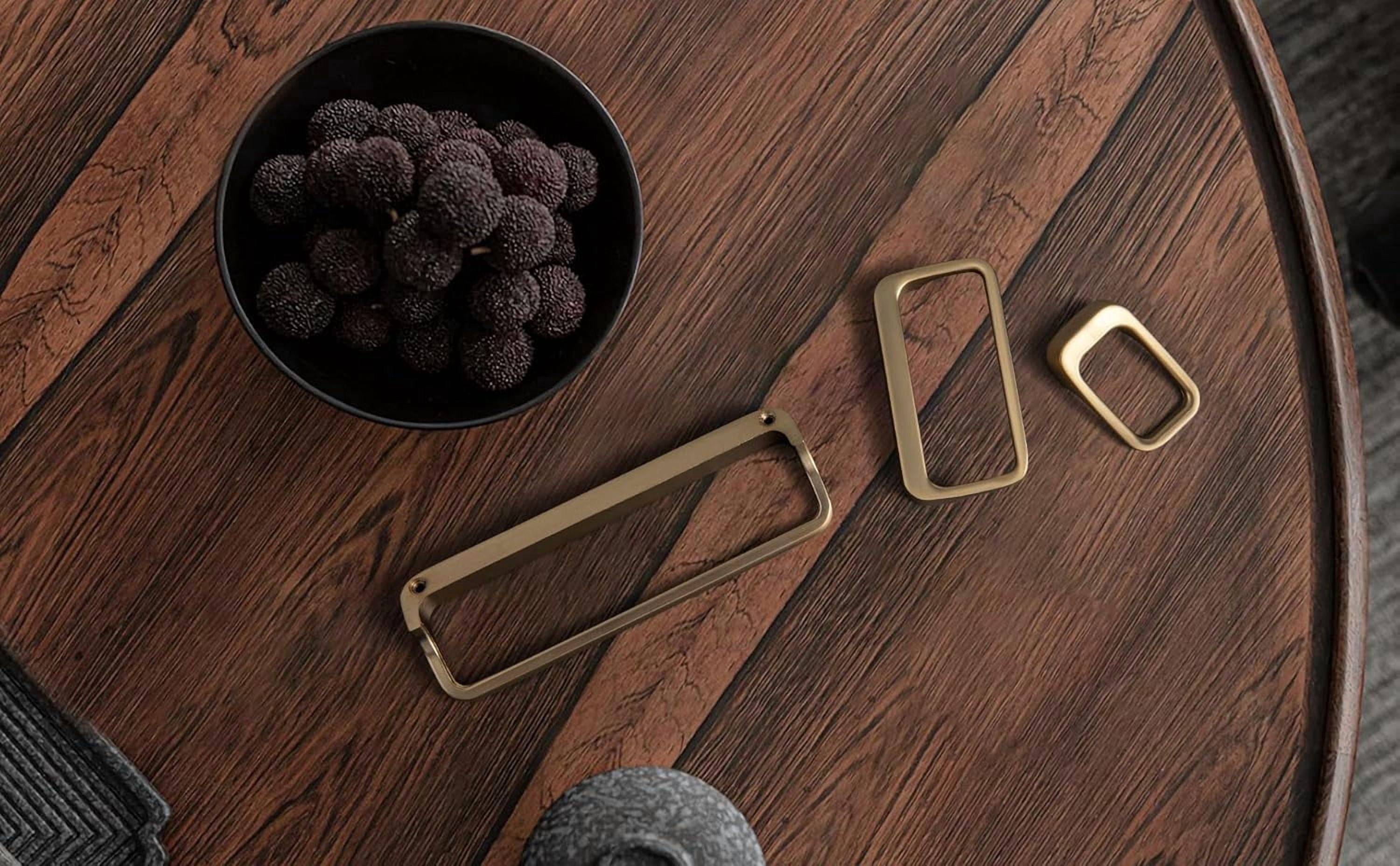 Brushed Gold Cabinet Pulls with Hole Center 5''(128MM),Modern Zinc Alloy Finger Pulls for Drawer,Wardrobe,Cupboard,6 Pack