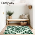 thumbnail image 3 of ODIKA 5'x7' Machine Washable Non-Slip Area Rug, Elegant Floral Damask Entrance High Traffic Rug with Pad, Green, 616575, 3 of 8